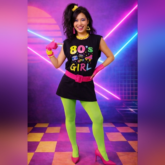 80's Girl Graphic Black Sleeveless Top - Picture 2 of 4